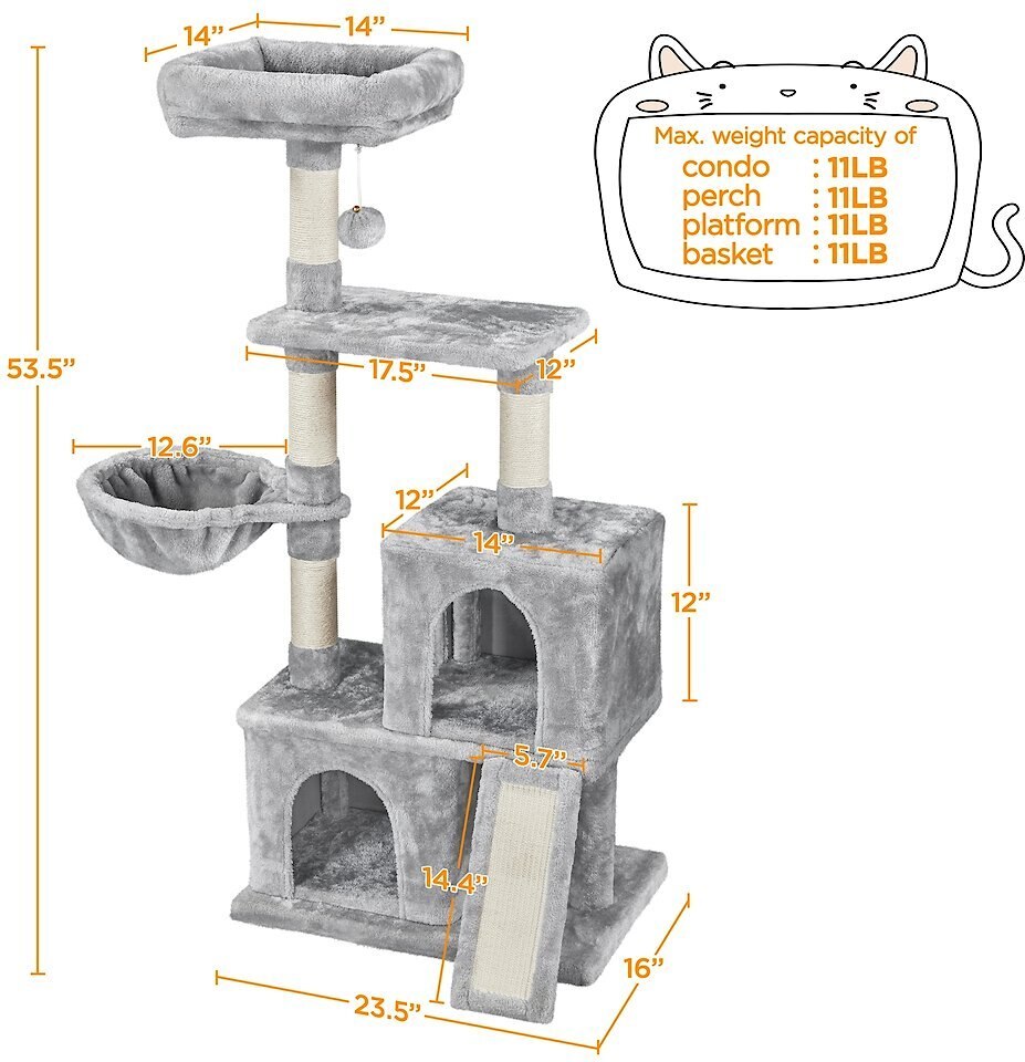 Yaheetech Multi-Level 53.5-in Plush Cat Tree