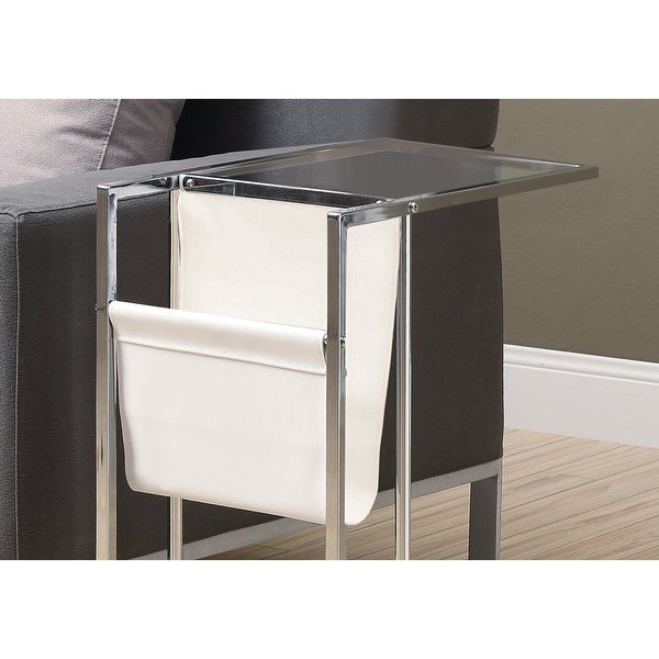 White Chrome Metal Accent Table With A Magazine Rack