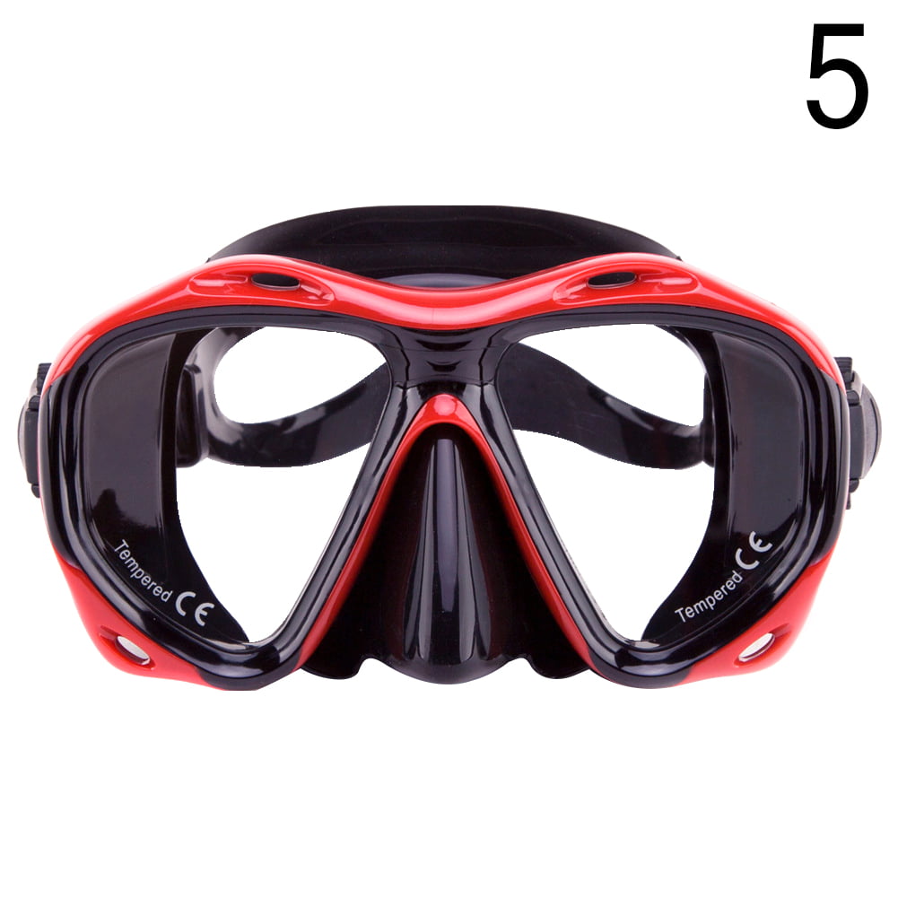 Adult Swimming Goggles Tempered Glass Wide View Anti-Fog Snorkel Mask New Water Sports