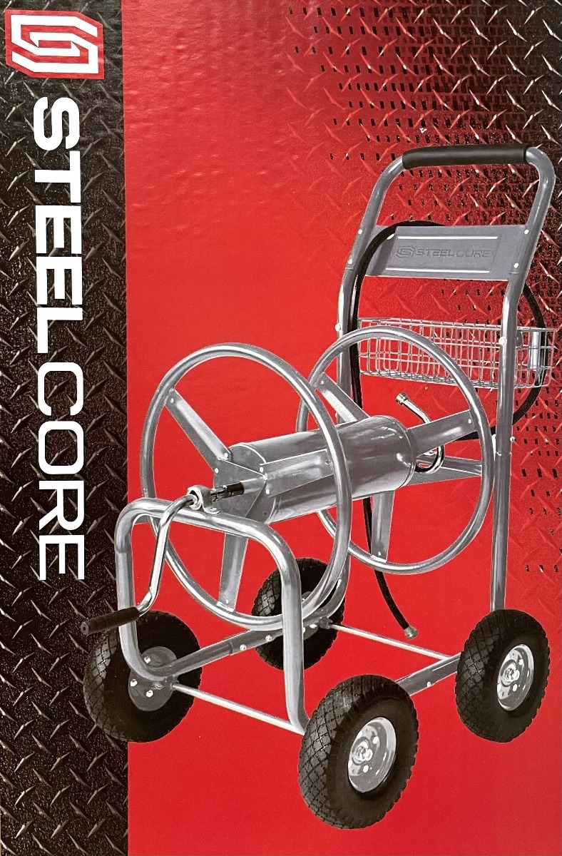 Four Wheel Outdoor Hose Reel Cart with Flat Free Tires