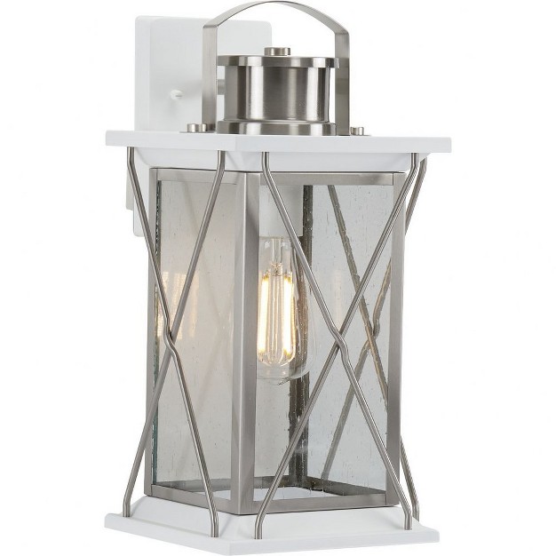 Progress Lighting Barlowe 1 light Outdoor Wall Lantern In Stainless Steel With Clear Seeded Glass