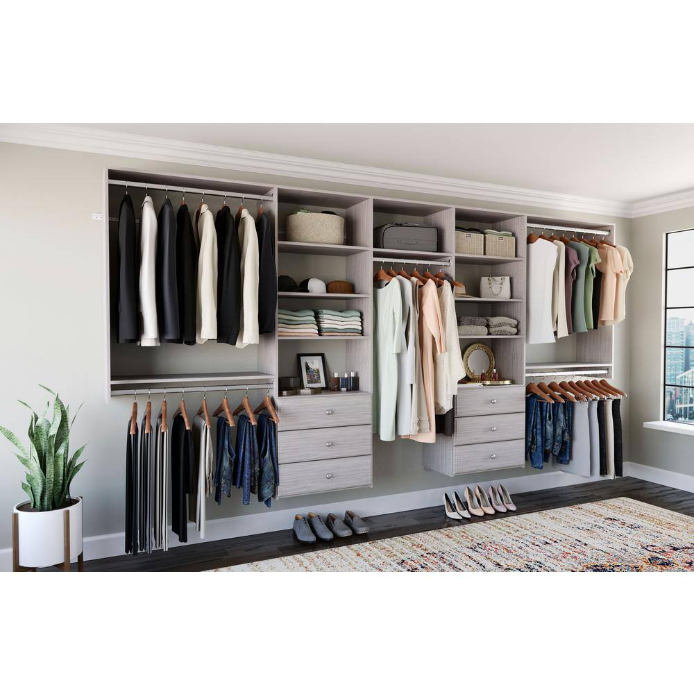 Closet Evolution 120 in. W - 144 in. W Rustic Grey Wood Deluxe Closet System GR62