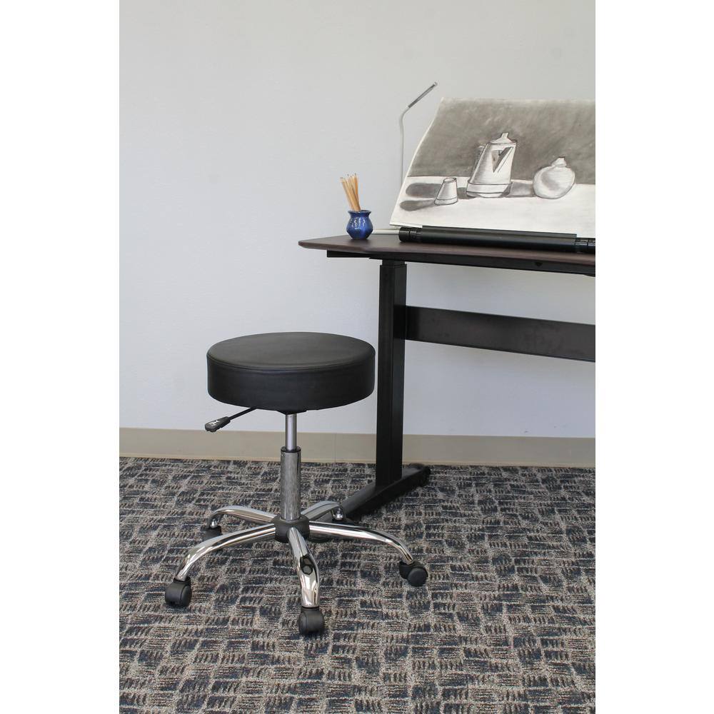 BOSS Office Products WorkPro BlackChrome Antimicrobial Vinyl Medical Stool B240-BK