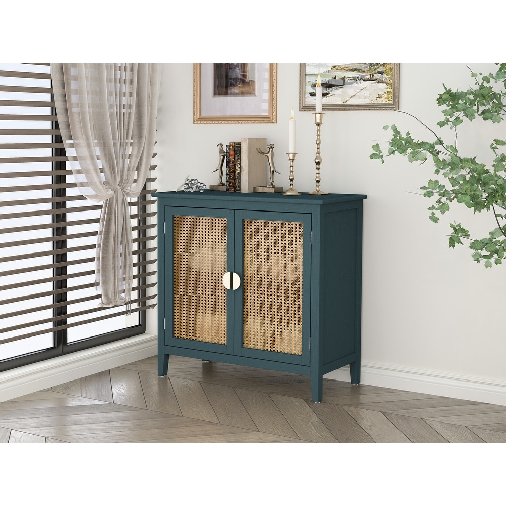 Wooden 2 Door Naturel Rattan Cabinet   31.5\