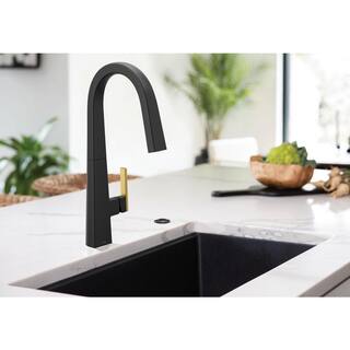 MOEN Nio Single-Handle Pull-Down Sprayer Kitchen Faucet with Reflex and Power Clean in Matte Black S75005BL