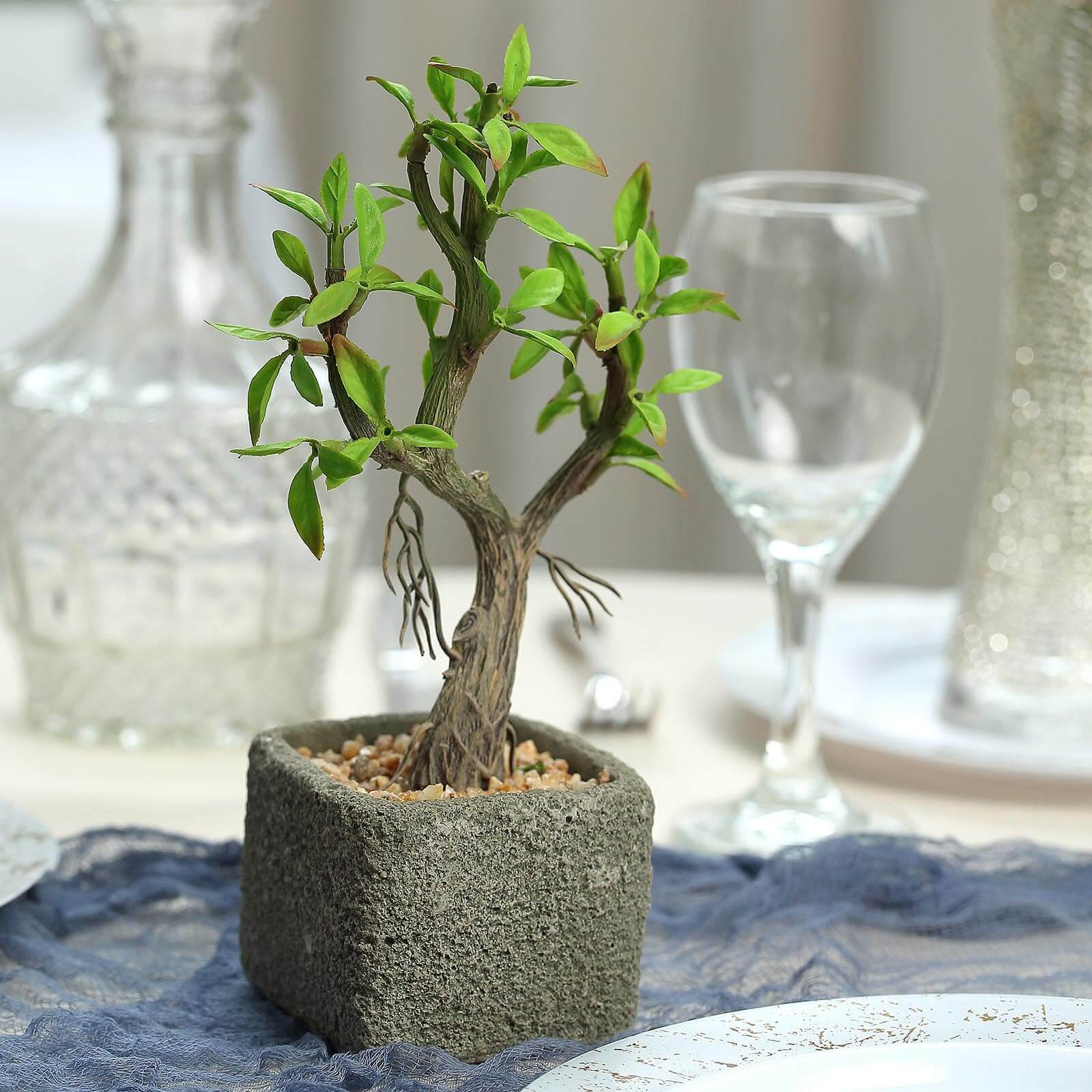 Concrete Planter Pot and Artificial Willow Tree Succulent Plant 9