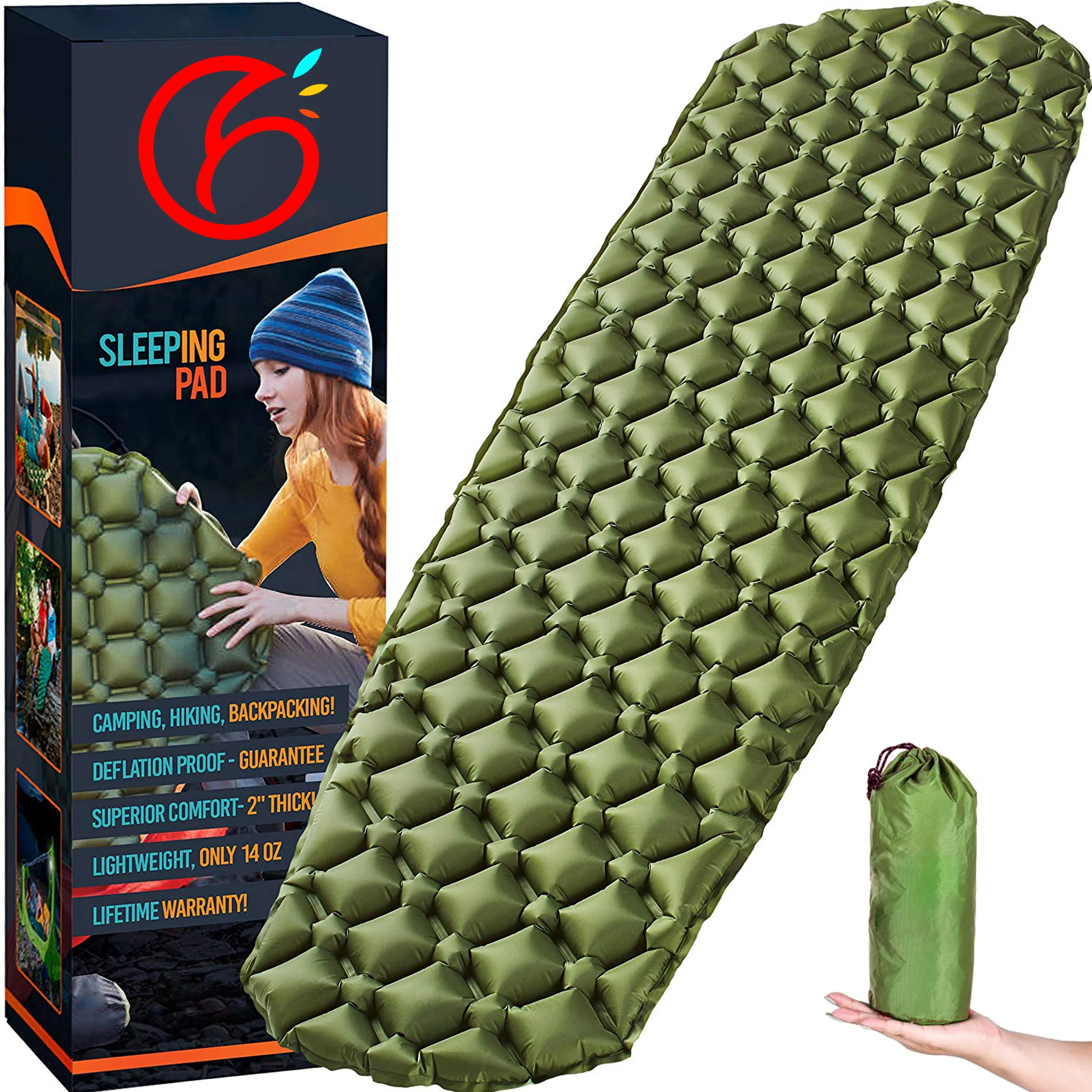 Camping Sleeping Pad   Mat  (Large)  Ultralight 14.5 OZ  Best Sleeping Pads for Backpacking  Hiking Air Mattress   Lightweight.