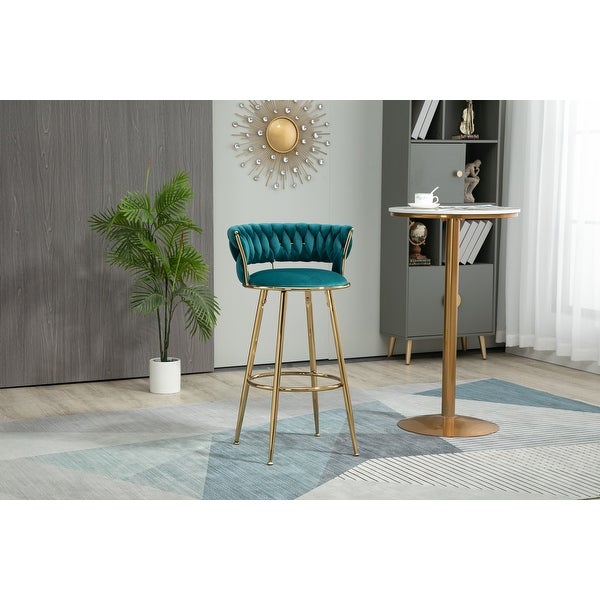 Low Back Bar Stool Light Luxury Bar Chair with Circular Footrest