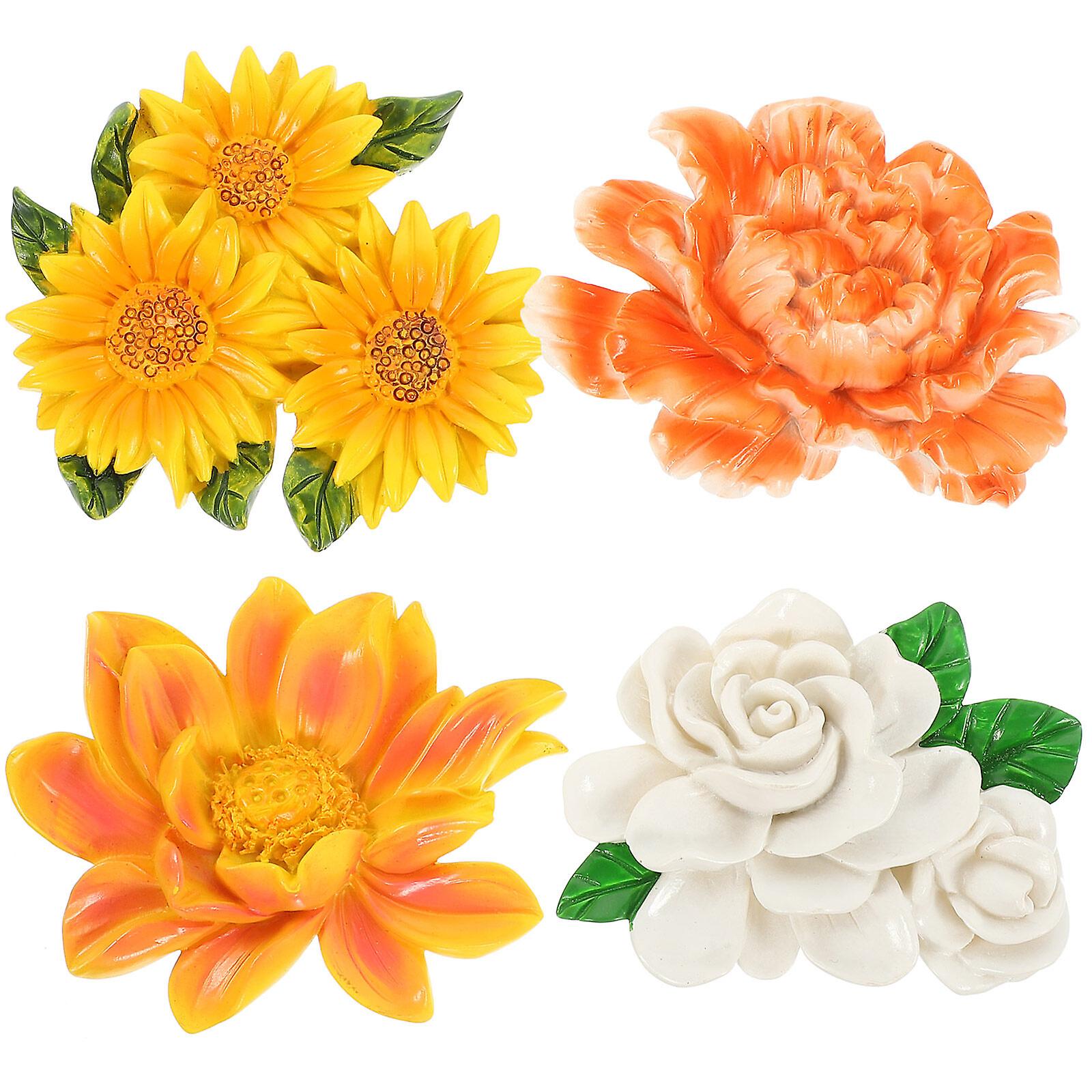 4pcs Flower Note Magnets Fridge Magnets Vintage Magnets Decal Fridge Magnetic Stickers