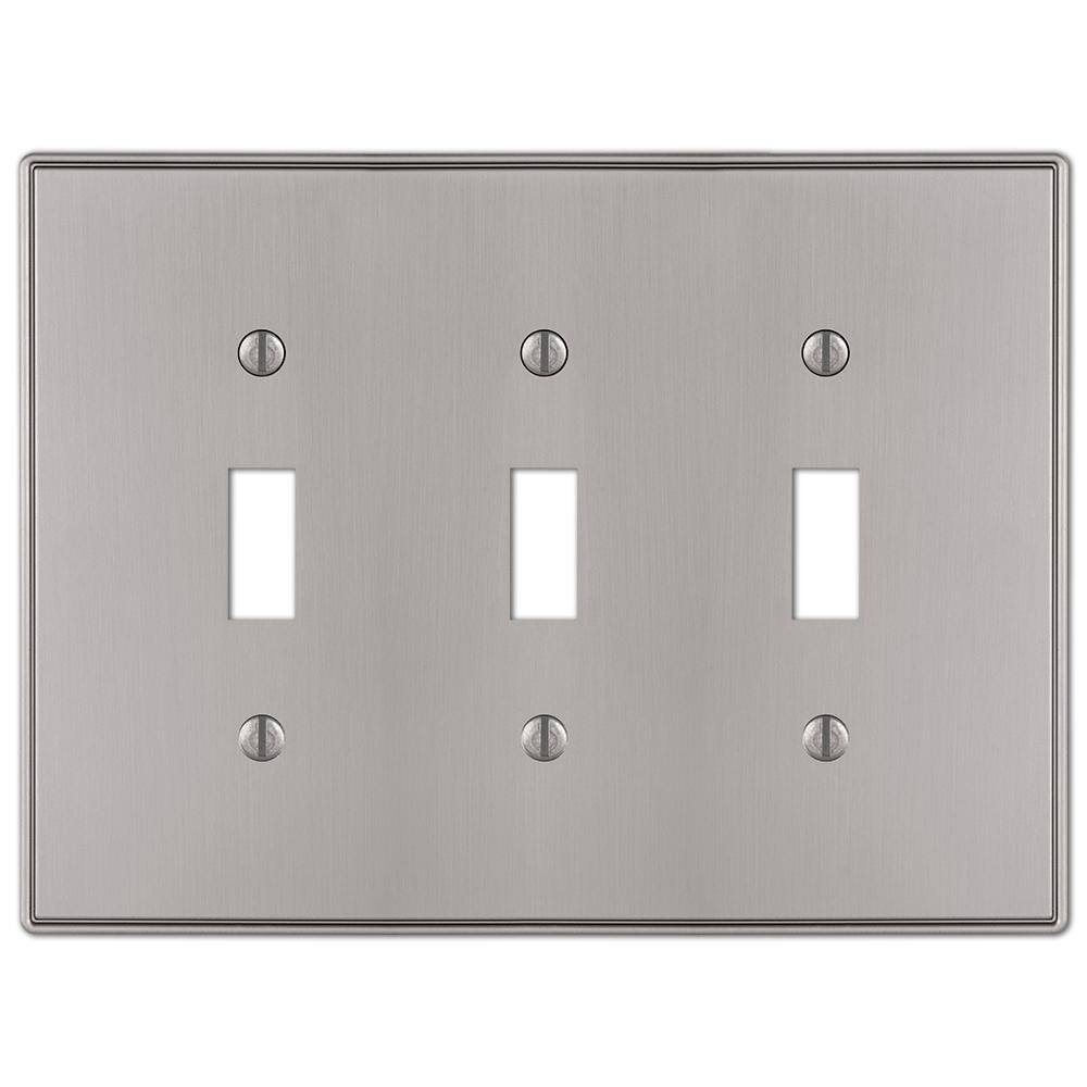 AMERELLE Ansley 3 Gang Toggle Metal Wall Plate - Brushed Nickel 70TTTBN