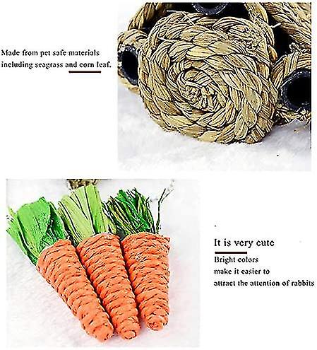 Pet Rabbit Toy Tree Bunny Fun Chew Toy Rattan Grass Scratcher Climbing Tree Play Carrot Toy For Small Animal