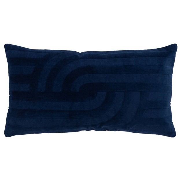 Oversized Solid Striped Lumbar Throw Pillow Cover Dark Blue Rizzy Home