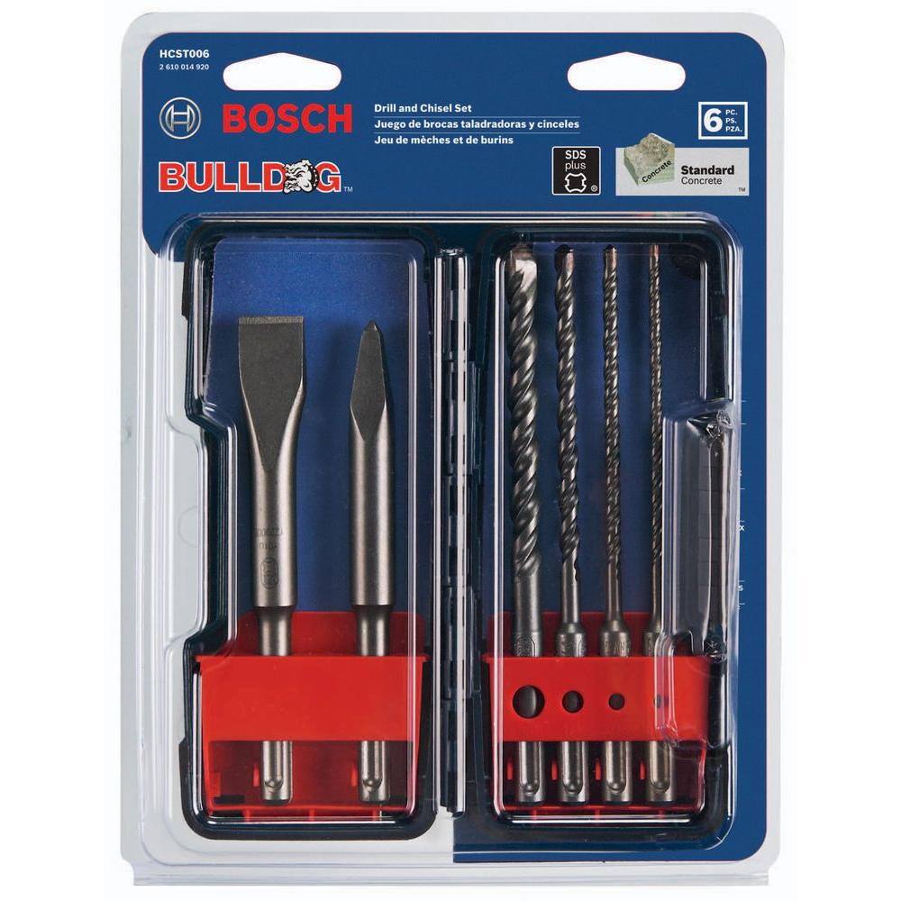 Bosch Bulldog SDS-Plus ChiselsCarbide Masonry Trade Rotary Hammer Bit Set (6-Piece) HCST006