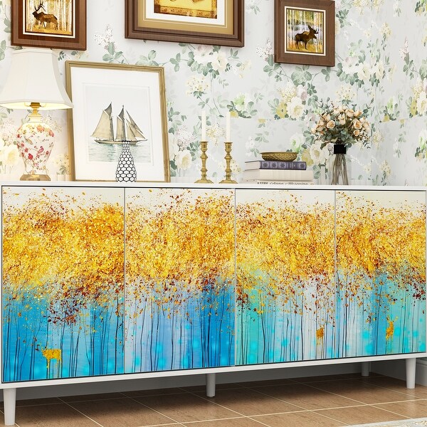 Sideboard Paint Cabinet Console Table Accent Cabinet Landscape Forest