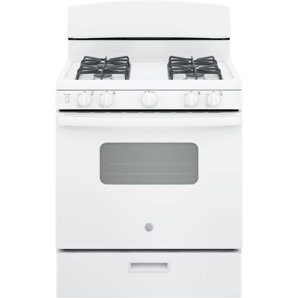 GE 30 in. 4.8 cu. ft. Freestanding Gas Range in White JGBS10DEMWW