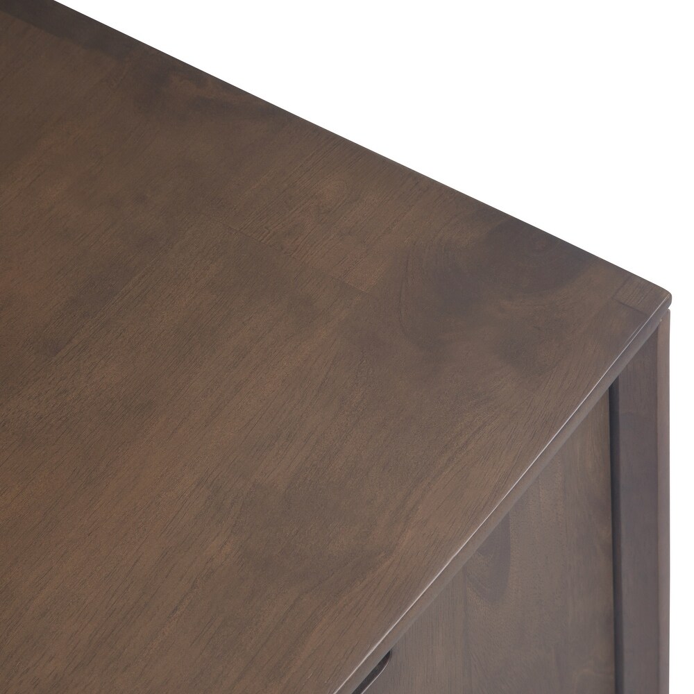 WYNDENHALL Devlin SOLID HARDWOOD 72 inch Wide Industrial TV Media Stand in Walnut Brown For TVs up to 80 inches