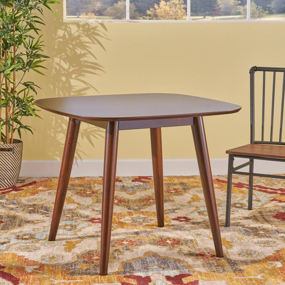 Noble House Wynonna Mid-Century Modern Square Walnut Faux Wood Dining Table 42952