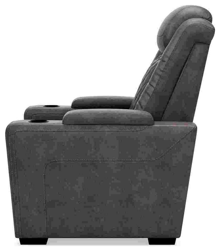 Power Recliner With Adjustable Headrest and Cup Holders  Gray   Transitional   Recliner Chairs   by VirVentures  Houzz