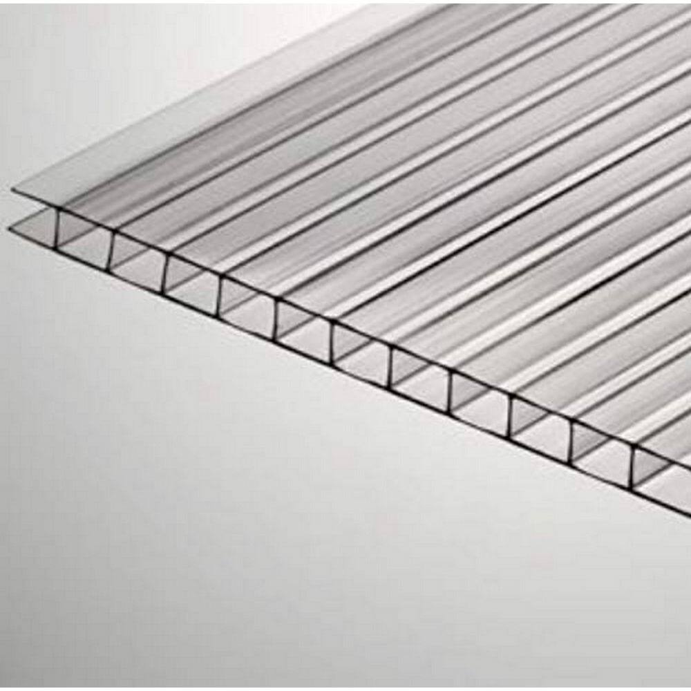 Ejoy 48 in. L x 24 in. W x 0.31 in.Thickness Corrugated Polycarbonate Plastic Clear Twin Wall Roofing Panel (Set of 24-Piece) TwinWall_TWPSC48x24_8mm_24pc