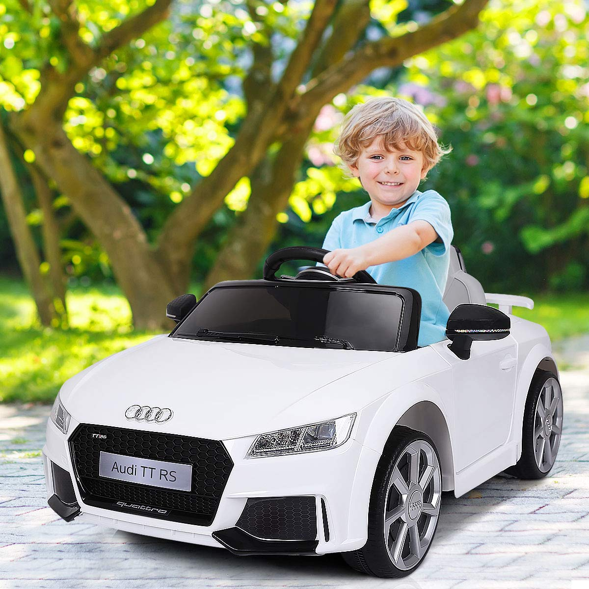 12V Licensed Audi TT RS, Battery Powered Electric Ride On Vehicle w/ 2.4G Parental Remote Control, White