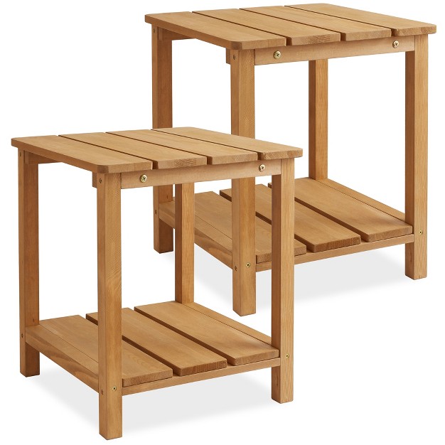 Casafield Adirondack Side Table Cedar Wood Outdoor End Table With Shelf For Patio Deck Lawn And Garden