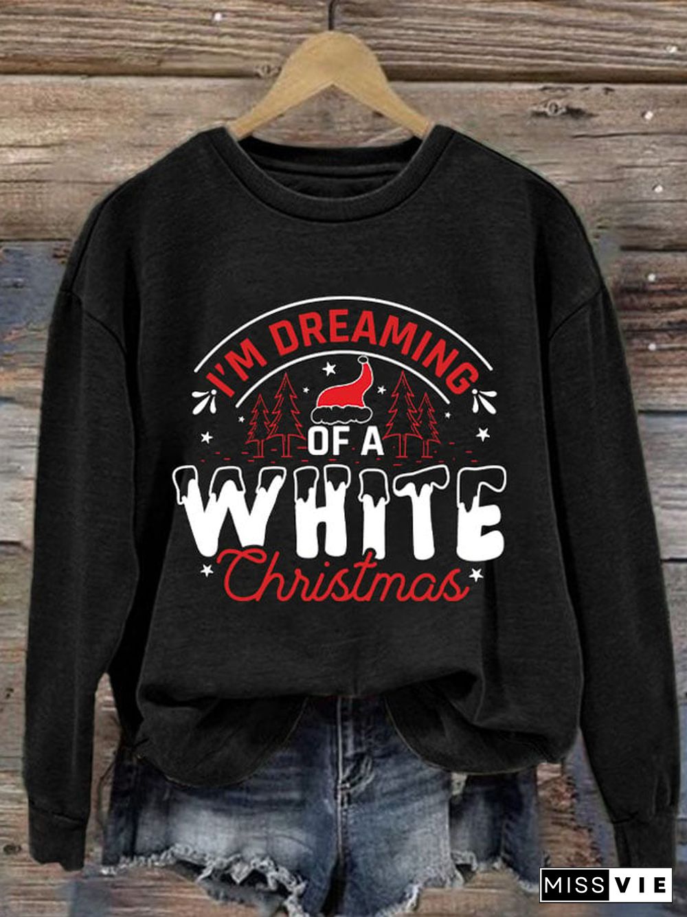 Women's I'm Dreaming Of A White Christmas Print Casual Sweatshirt