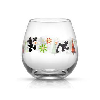 JoyJolt Disney Mickey Mouse Joy O Joy 15 oz. Stemless Wine Glass (Set of 4) JDS10747