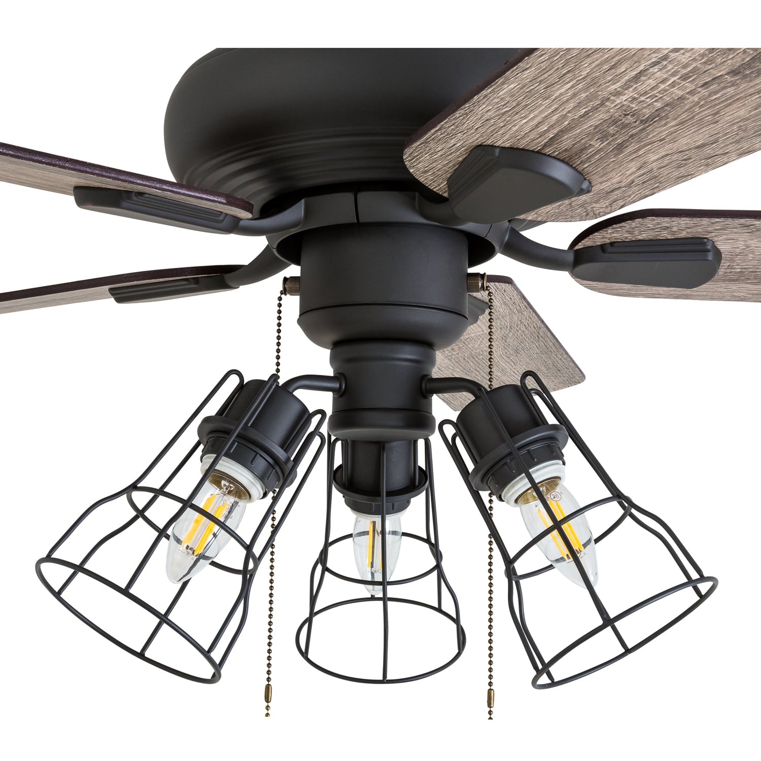 Prominence Home 50588-35 Madison County Industrial 42-Inch Aged Bronze Indoor Ceiling Fan, Cage LED Cage Barnwood, Tumbleweed Blades