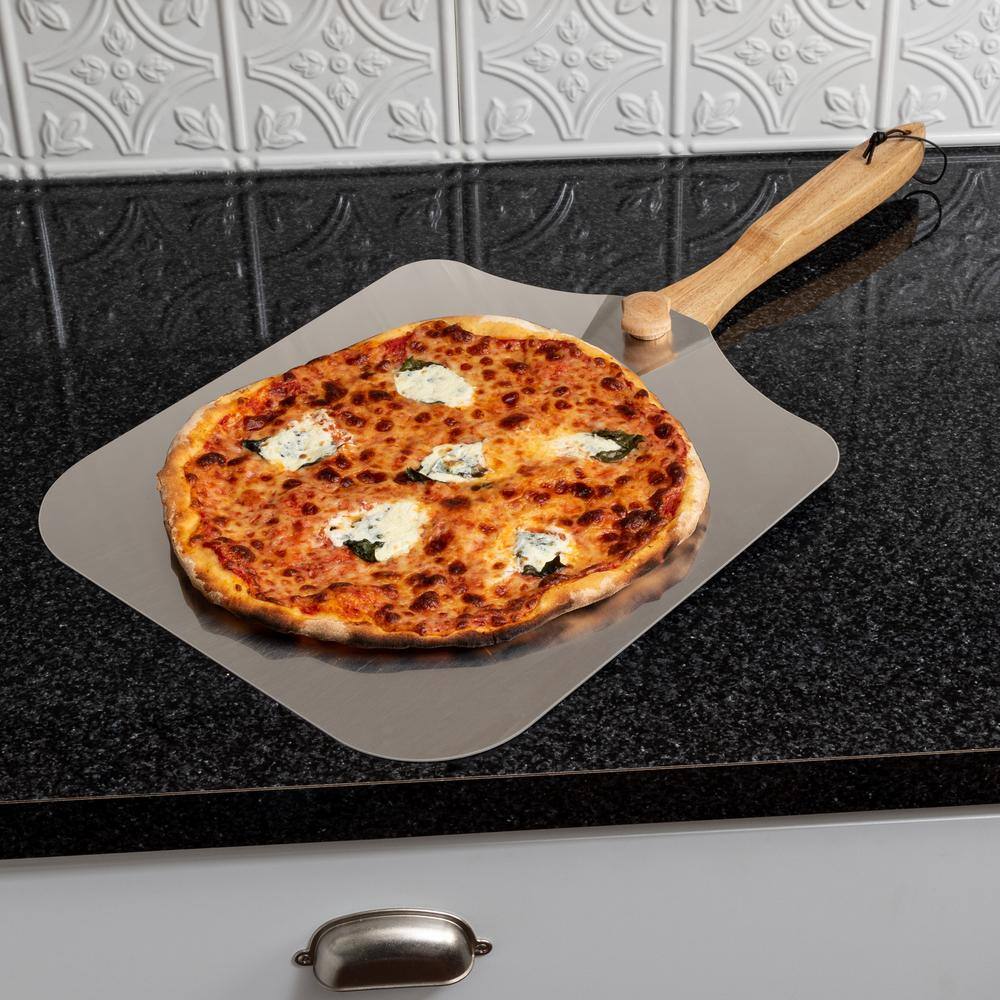 Old Stone Pizza Kitchen 14 in. x 16 in. Aluminum Foldable Pizza Peel with Wood Handle KCH-08436