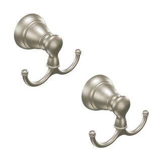 MOEN Banbury Double Robe Hook in Brushed Nickel (2-Pack Combo) TY2603BN-2PK