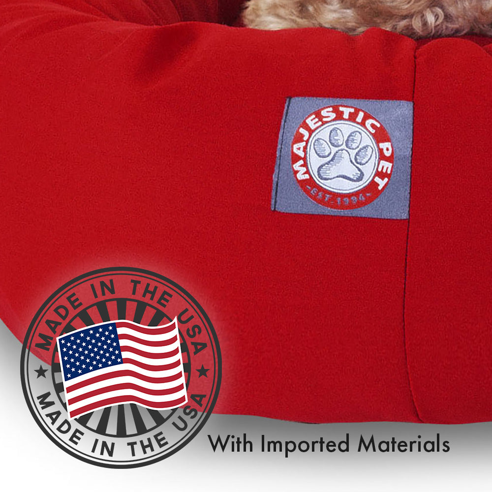 Majestic Pet | Poly/Cotton Bagel Pet Bed For Dogs， Red， Medium