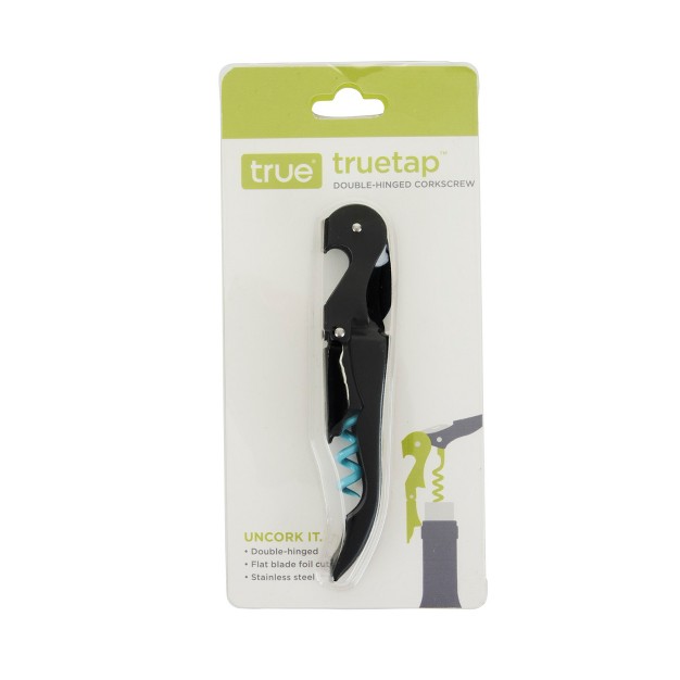 True Truetap Double Hinged Waiter s Corkscrew Matte Black Wine Bottle Opener With Foil Cutter Wine Key