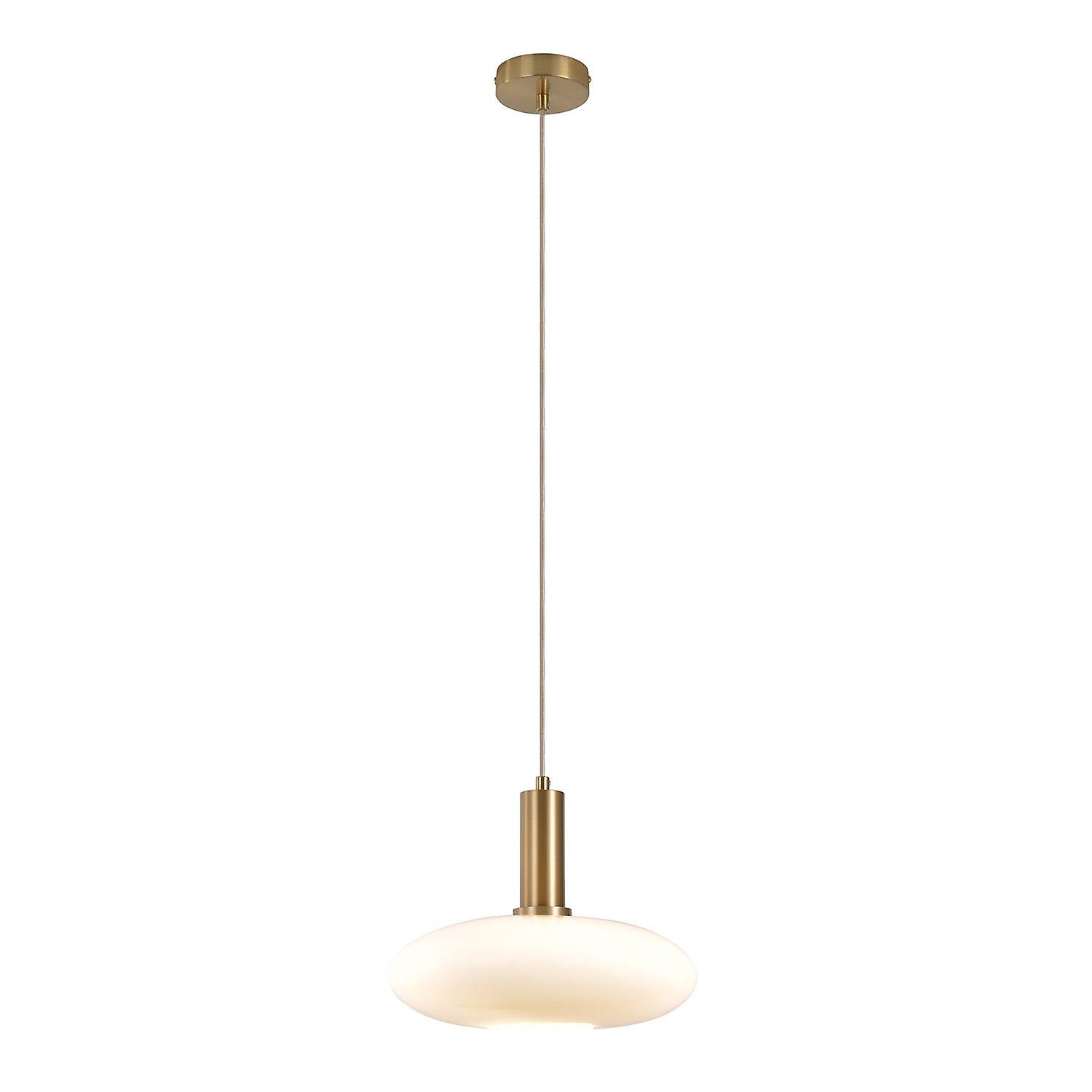 Elipsoid lamp in suspension in white glass Ø28 cm cord 150 cm