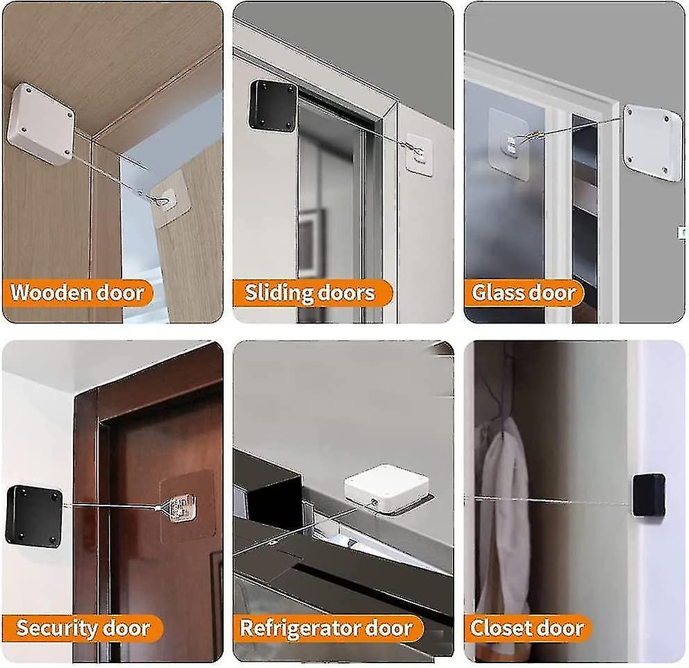 4pcs Automatic Door Closer， Auto Sensing Door Closer With Pull Cord