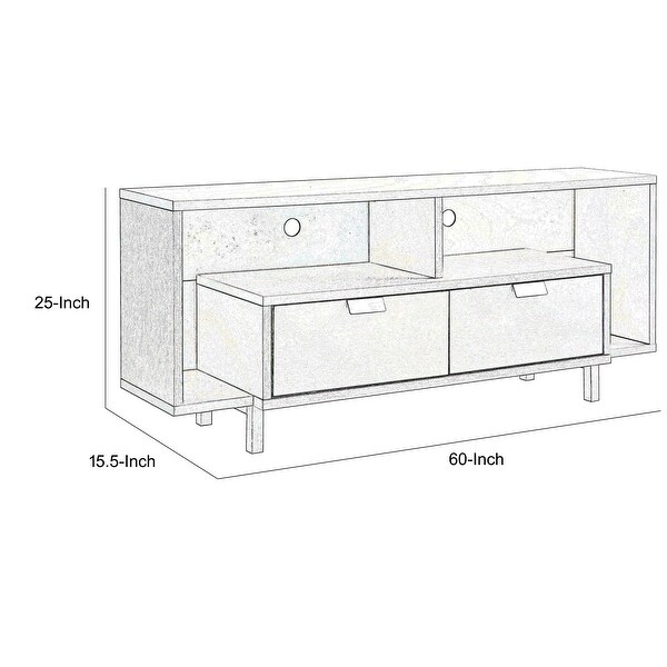 Jett 60 Inch TV Media Entertainment Console， 2 Drawers， 2 Shelves， White