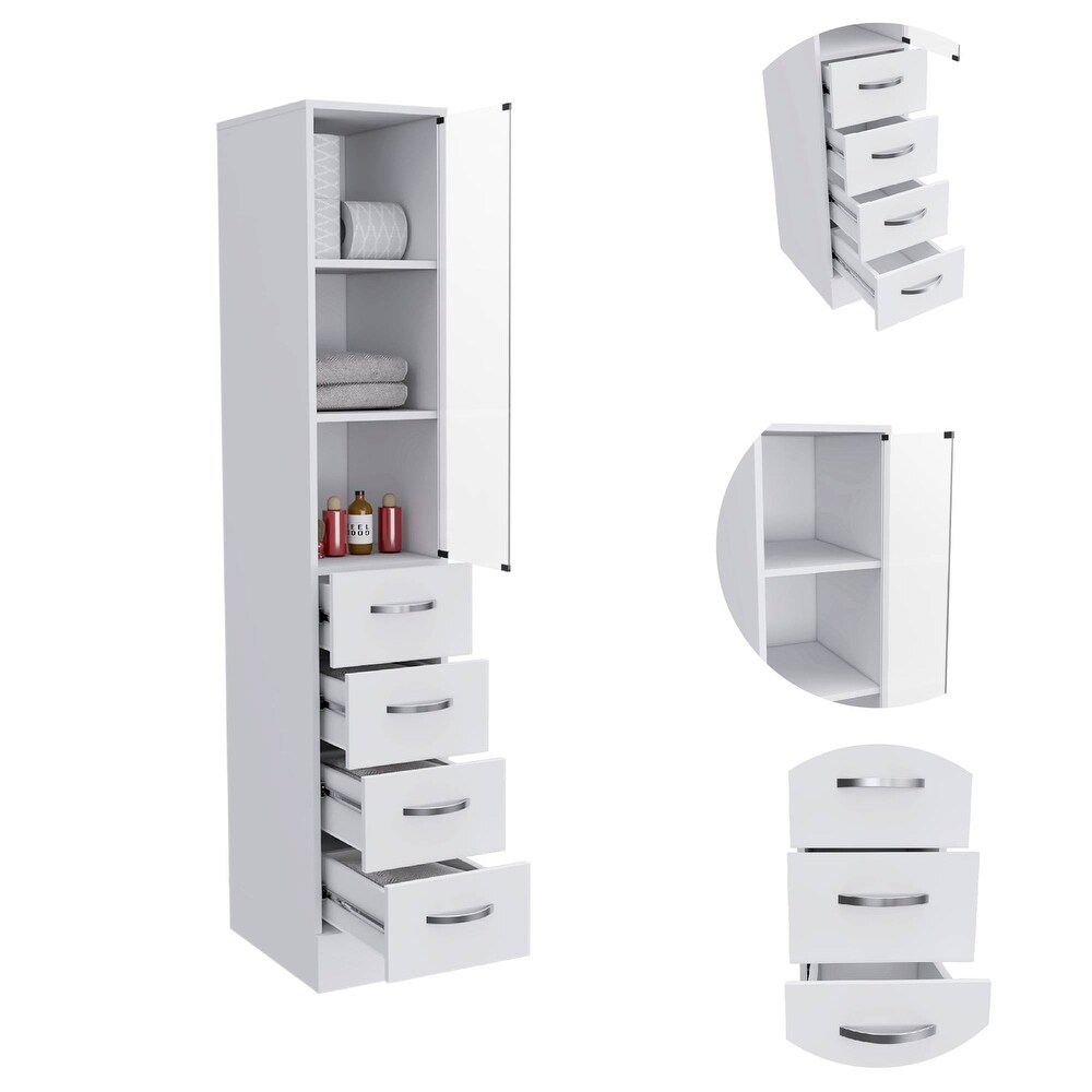 White Bathroom Storage Cabinet with Glass Door and Sliding Drawers   68.29\