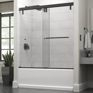 Delta Portman 60 x 59-14 in. Frameless Mod Soft-Close Sliding Bathtub Door in Bronze with 38 in. (10mm) Clear Glass SD3442660