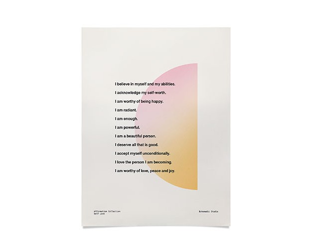 Bohomadic Studio Self Love Affirmations Positivity Poster Society6