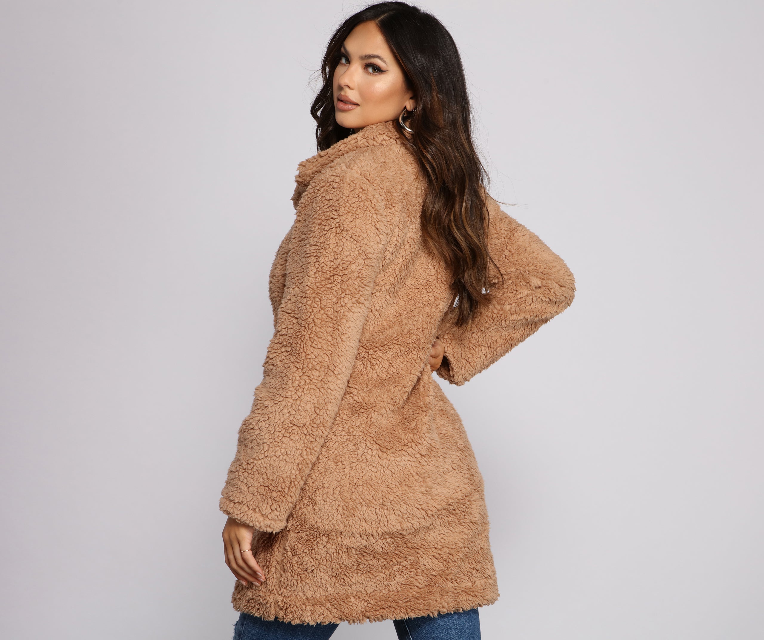 Faux Fur Long Line Jacket