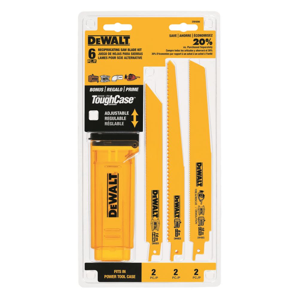 DEWALT Bi-Metal Reciprocating Saw Blade 6-Pack with Telescoping Case DW4896 from DEWALT