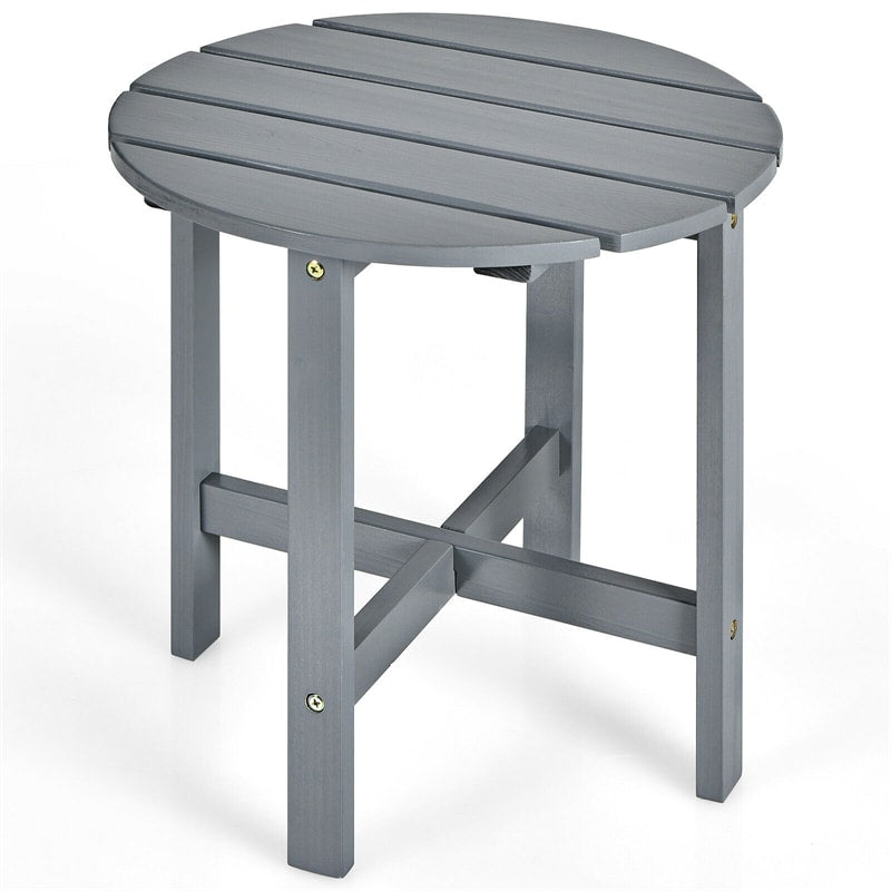 18¡¯¡¯ Outdoor Round Bistro Side Table Wood Slat End Table for Garden