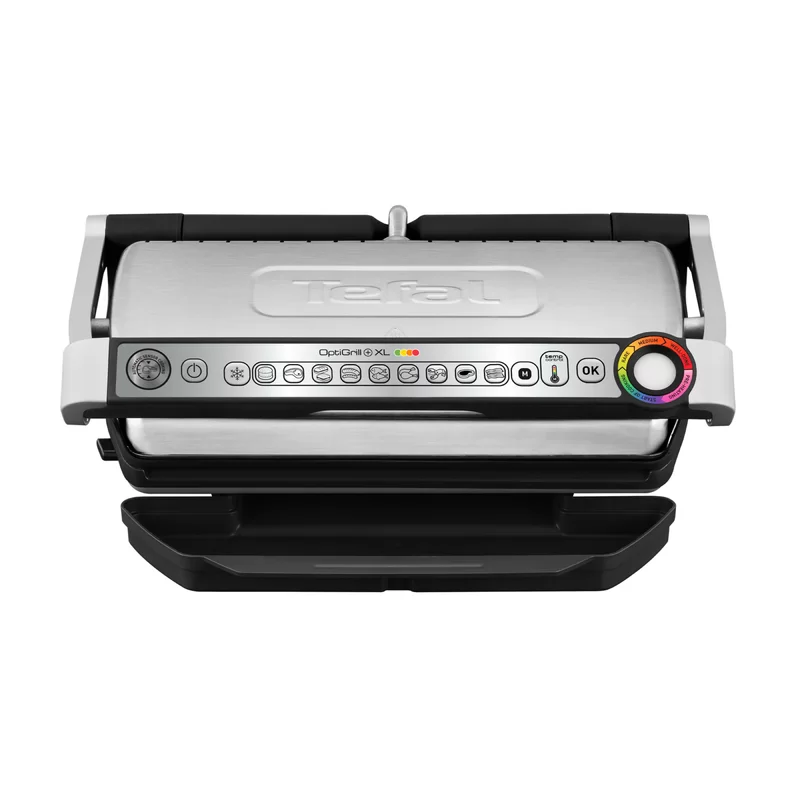 T-fal GC722D53 1800W OptiGrill XL Stainless Steel Large Indoor Electric Grill with Removable and Dishwasher Safe Plates， Silver