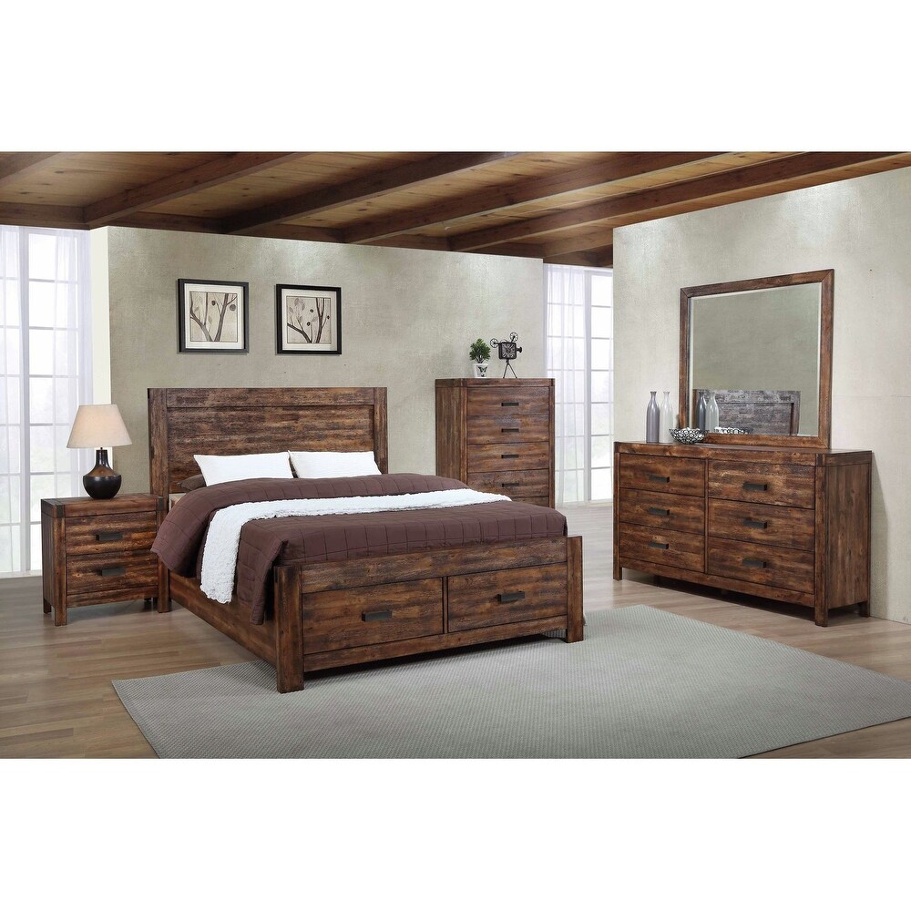 Picket House Furnishings Wren King Platform Storage Bed in Chestnut