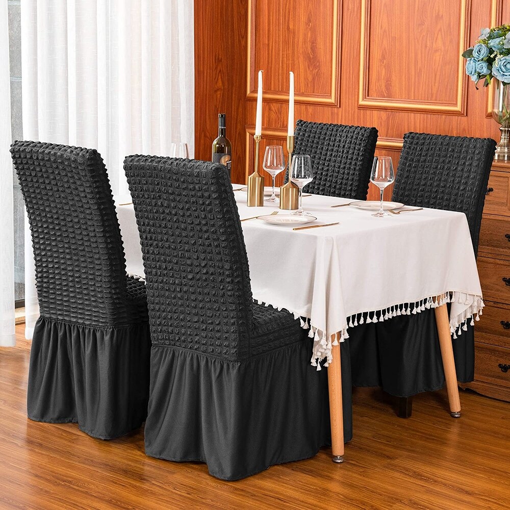 Subrtex Set of 2 Stretch Dining Chair Cover Ruffle Skirt Slipcovers