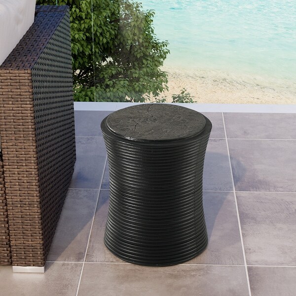 COSIEST Outdoor Black Concrete Side Table