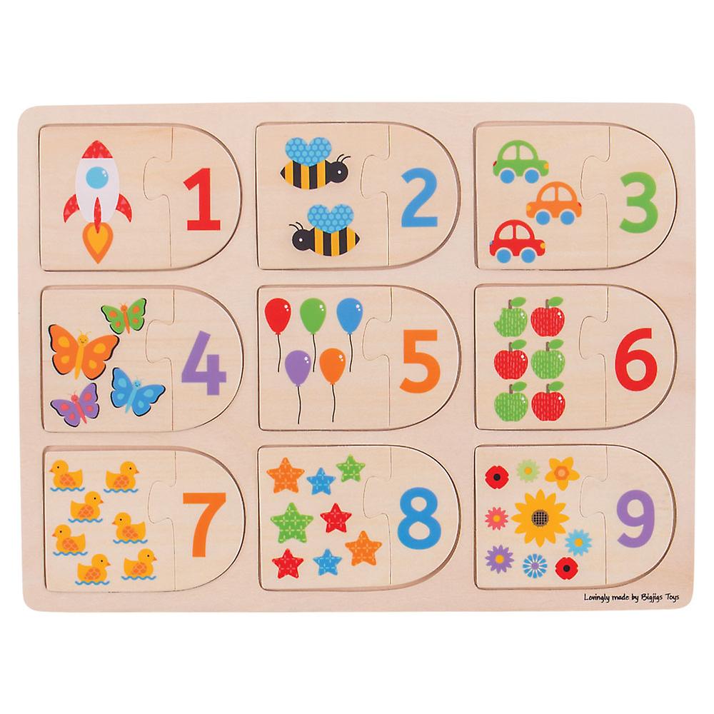 Bigjigs Toys Educational Wooden Picture and Number Matching Puzzle