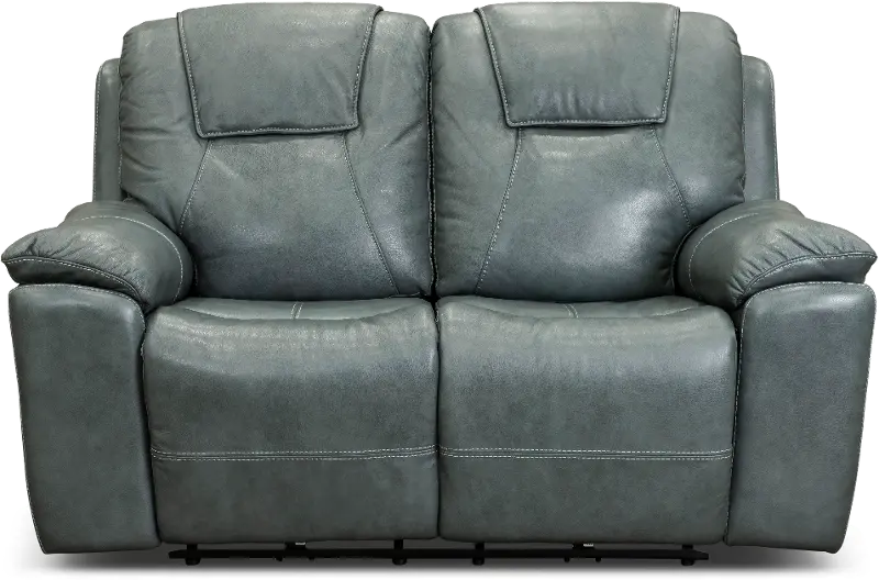 Chandler Blue Gray Power Reclining Loveseat with Hidden Cup Holders