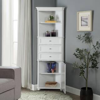 Home Decorators Collection Hampton Harbor 23 in. W x 13 in. D x 67-12 in. H Corner Linen Cabinet in White BF-21893-WH