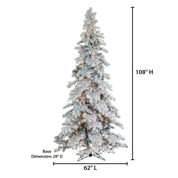 9 Foot Heavily Flocked Layered Spruce with 750 clear lights