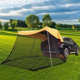 YIYIBYUS 4-Person 210T Polyester Fabric Portable Waterproof Car Awning Camping Tent in Yellow YD-HS1234P300-1